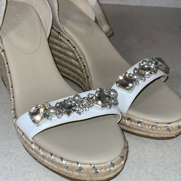 NWT Karl Lagerfeld Catalyna Jewel Embellished Espadrille Wedge Sandals size 11 - Picture 7 of 9